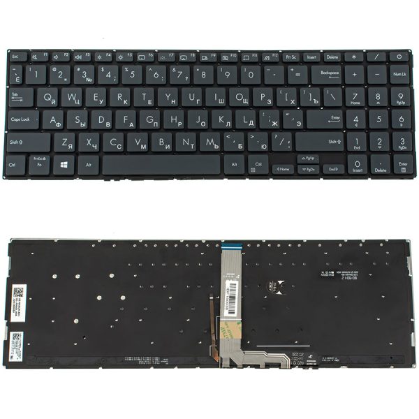Клавіатура для ноутбука ASUS (UX535 series) rus, black, без фрейма, підсвітка клавіш