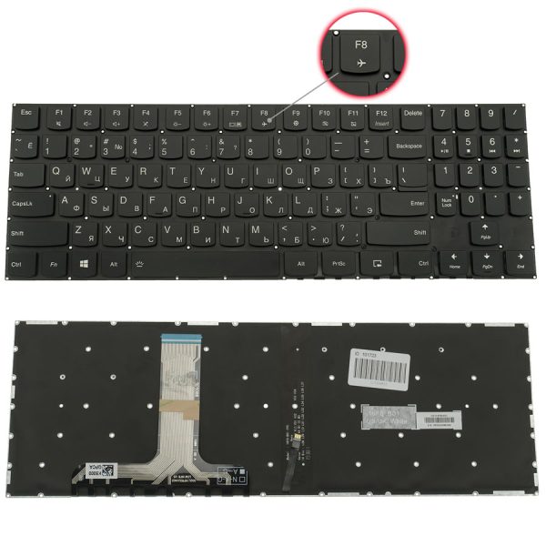 Клавіатура для ноутбука LENOVO (Legion: Y530-15) rus, black, без фрейма, підсвічування клавіш(оригінал) (black bezzel)