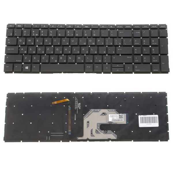 Клавіатура для ноутбука HP (ProBook: 450 G6, 455 G6) rus, black, без фрейму, підсвічування клавіш(оригінал)
