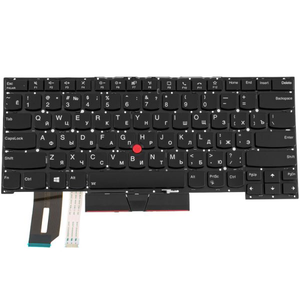 Клавіатура для ноутбука LENOVO (ThinkPad: T14s) rus, black, підсвічування клавіш, без кадру, с джойстиком