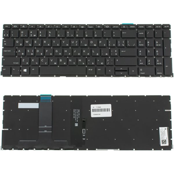 Клавіатура для ноутбука HP (ProBook: 450 G8, 455 G8) ukr, black, без фрейму, підсвічування клавіш (ОРИГІНАЛ)