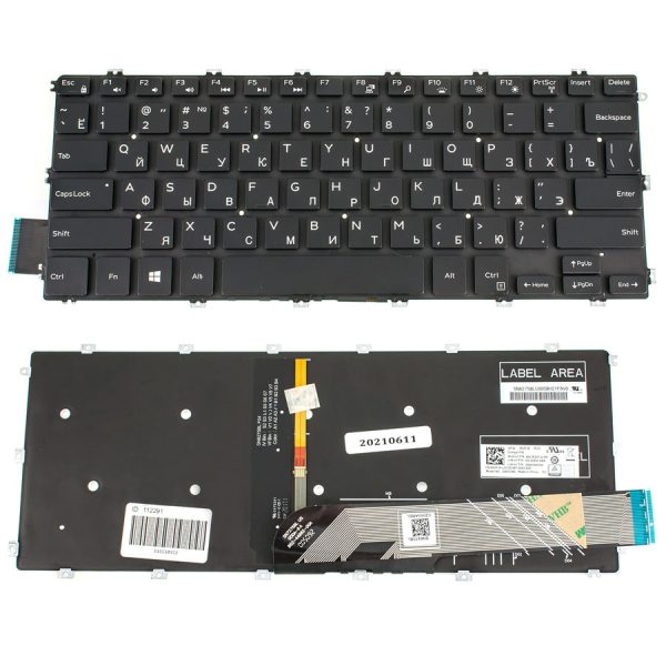 Клавіатура для ноутбука DELL (Inspiron: 5480, 5488, 5481, 5482) rus, black, без фрейма, підсвічування клавіш(оригінал)