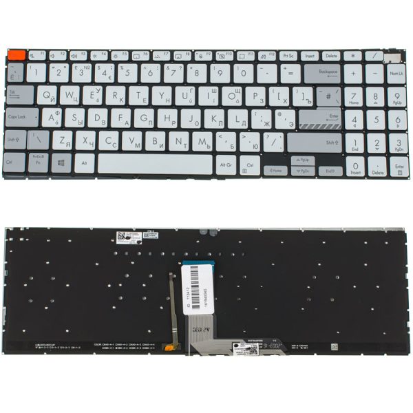Клавіатура для ноутбука ASUS (X7600 series), rus, silver, без кадру, підсвічування клавіш
