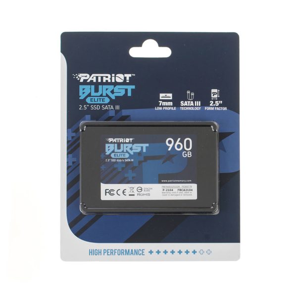 Жорсткий диск 2.5 SSD  960Gb Patriot Burst Elite Series, PBE960GS25SSDR, 3D QLC, SATA-III 6Gb/s, зап/чит. - 320/450мб/с