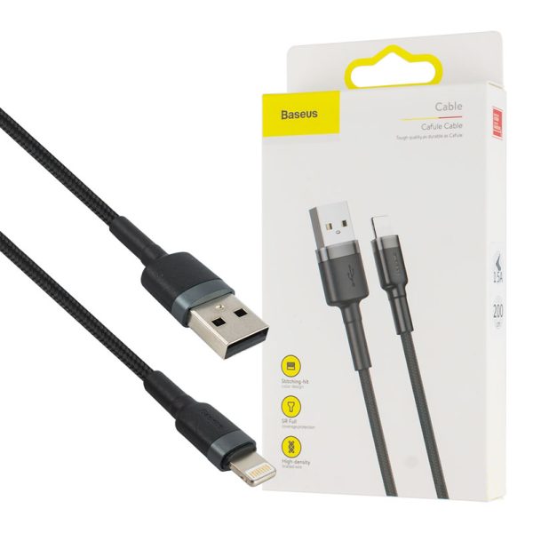 Кабель Baseus Cafule Cable USB to iP 1.5A 2m Gray+Black (CALKLF-CG1)