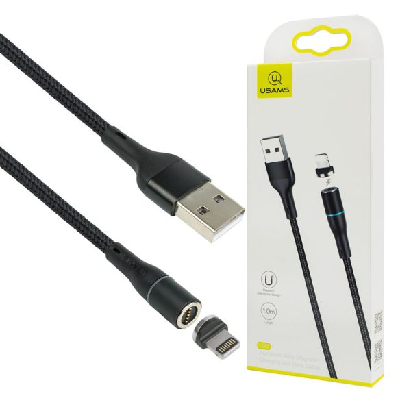 Кабель Usams US-SJ352 U32 Lightning Aluminum Alloy Magnetic Charging and Data Cable 1m Black