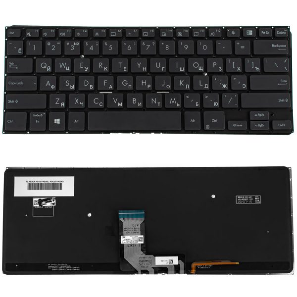 Клавіатура для ноутбука ASUS (B1400 series) rus, black, без фрейму, підсвічування клавіш