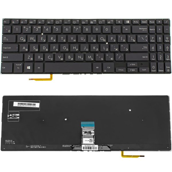 Клавіатура для ноутбука ASUS (B1500 series) rus, black, без кадру, підсвічування клавіш