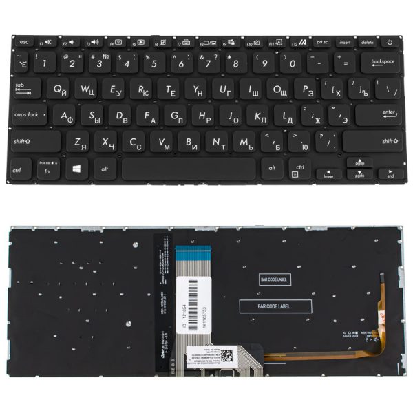 Клавиатура для ноутбука ASUS (X409 series) rus, black, без фрейма, подсветка клавиш