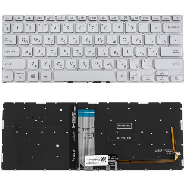 Клавиатура для ноутбука ASUS (X409 series) rus, silver, без фрейма, подсветка клавиш