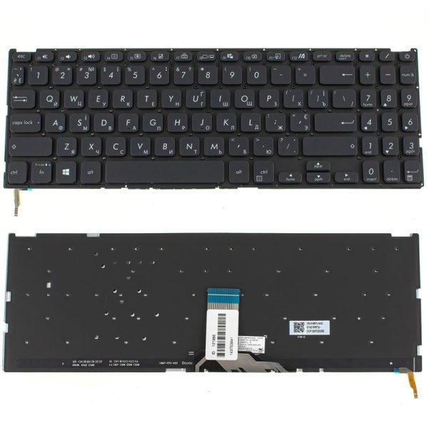 Клавіатура для ноутбука ASUS (X509 series) ukr, black, без фрейму, підсвічування клавіш (оригінал)