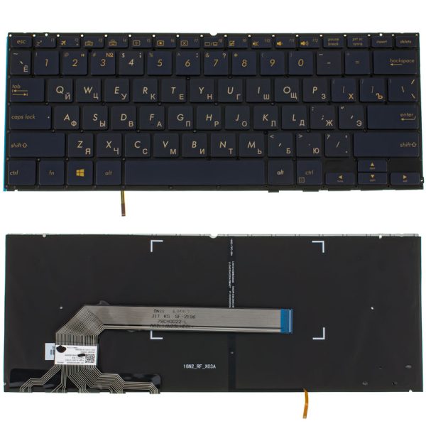 Клавіатура для ноутбука ASUS (UX370 series) rus, blue, без фрейму, підсвічування клавіш