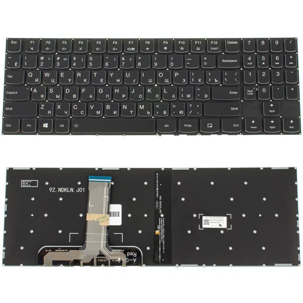 Клавіатура для ноутбука LENOVO (Legion: Y540-15) rus, black, без фрейму, підсвічування клавіш (оригінал) (white bezzel)