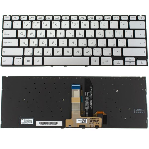 Клавіатура для ноутбука ASUS (X432 series) rus, sivler, без фрейму, підсвічування клавіш (оригінал)