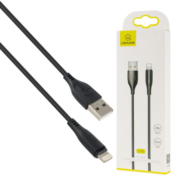 Кабель Usams US-SJ266 U18 Round USB to IP, 1m, Black