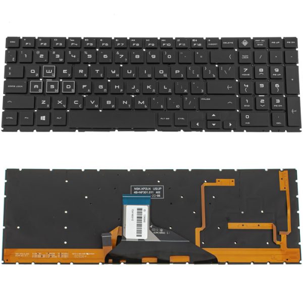 Клавіатура для ноутбука HP (Omen: 15-DC) rus, black, без фрейму, підсвічування клавіш (RGB)