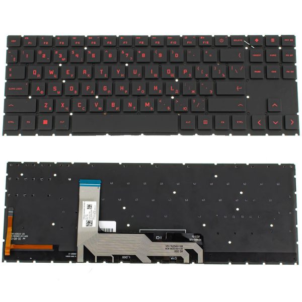 Клавіатура для ноутбука HP (Omen: 15-EK series) rus, black, без фрейму, підсвічування клавіш (RGB RED) (ОРИГІНАЛ)