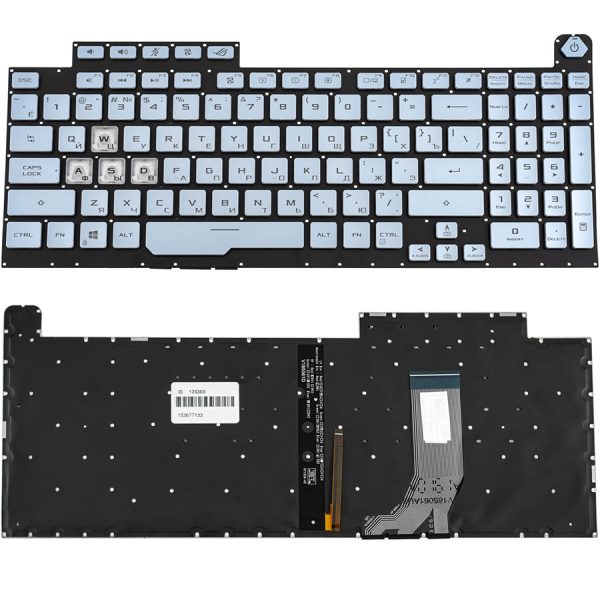Клавиатура для ноутбука ASUS (G731GD, G731GT, G731GU) рус, серебристый, без рамки, подсветка клавиш (RGB 1) (ОРИГИНАЛ)