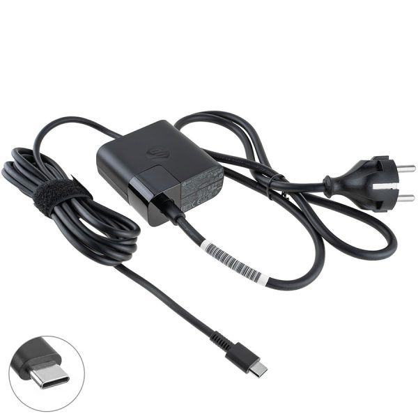 Оригінальний блок живлення для ноутбука HP TYPE-C 45W, квадратный, black