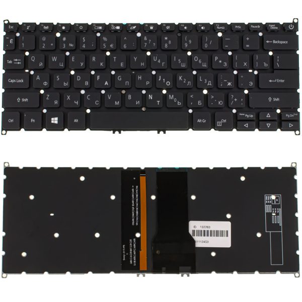 Клавіатура для ноутбука ACER (AS: SF314-54) rus, black, без кадру, підсвічування клавіш