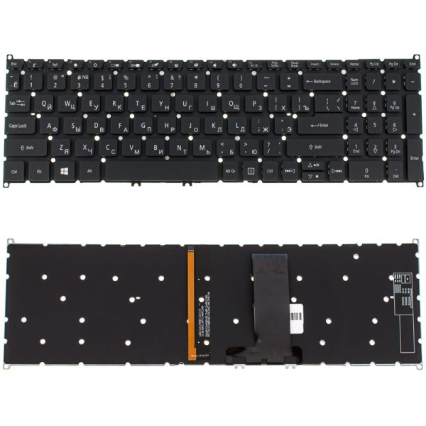 Клавиатура для ноутбука ACER (AS: SP515-51) rus, black, без фрейма, подсветка клавиш