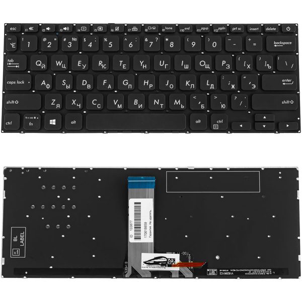 Клавіатура для ноутбука ASUS (X412 series) rus, black, без фрейму, підсвічування клавіш