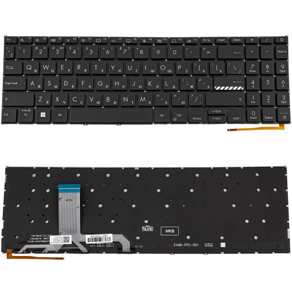Клавіатура для ноутбука ASUS (X1502 series) rus, black, без фрейму, підсвічування клавіш (ОРИГІНАЛ)