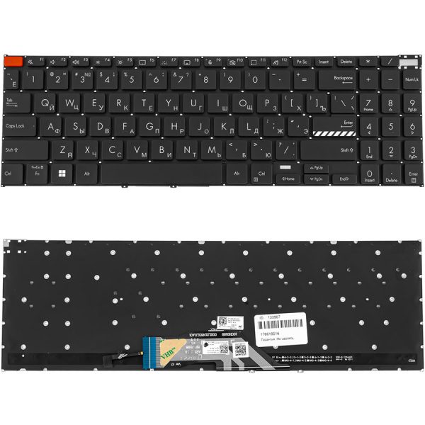 Клавіатура для ноутбука ASUS (K3502 series) rus, black, без фрейму, підсвічування клавіш (Red Esc)