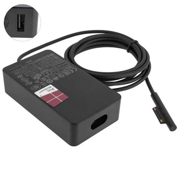 Оригінальний блок живлення для планшета MICROSOFT 15V, 2.58A, 44W, 6pin, Black (с мережевим кабелем !) (Surface Pro 5, Pro 6, Pro 4, Pro3, Book)