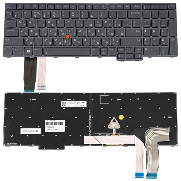 Клавіатура для ноутбука Lenovo (ThinkPad: L15 Gen 4) rus, storm gray, підсвічування клавіш