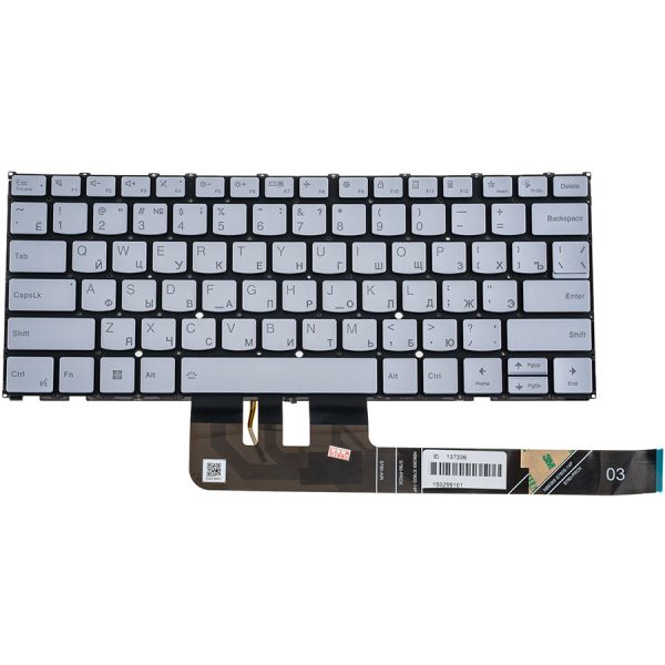 Клавіатура для ноутбука LENOVO (Yoga 9 14IRP8) rus, silver, без кадру, підсвічування клавіш
