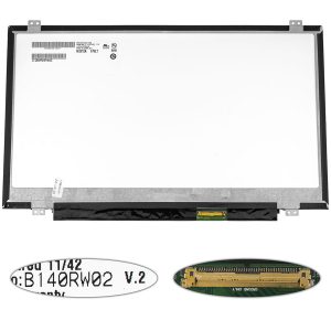 Матриця 14.0 B140RW02 V.2  (1600*900, 40pin, LED, SLIM (вертикальні вушки), матова, роз'єм праворуч знизу) для ноутбука (renew)