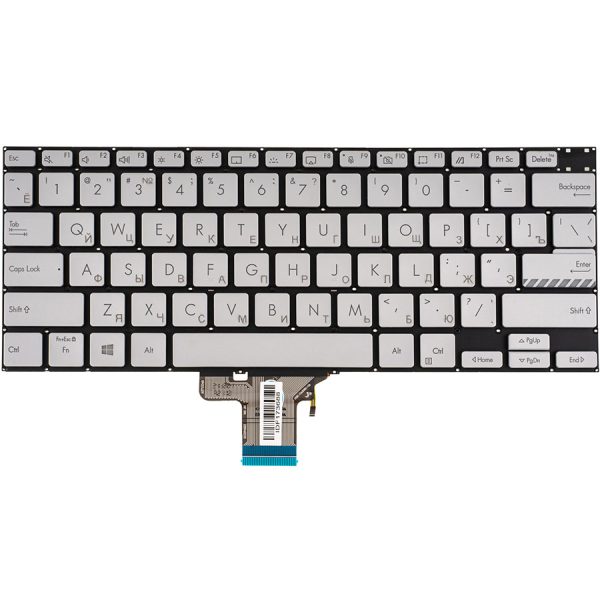 Клавіатура для ноутбука ASUS (X3400, X7400 series), rus, silver, без кадру, підсвічування клавіш