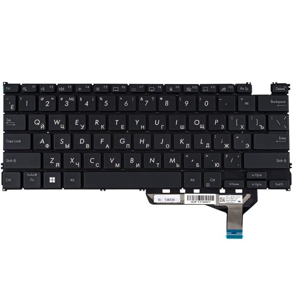 Клавіатура для ноутбука ASUS (UM3402 series), rus, black, без кадру, підсвічування клавіш