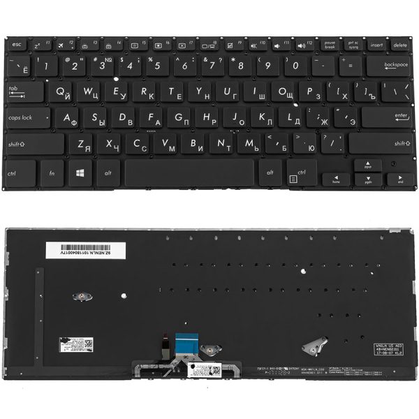 Клавіатура для ноутбука ASUS (UX461 series) rus, black, без фрейма, подсветка клавиш