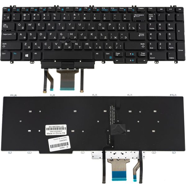 Клавиатура для ноутбука DELL (Precision: 7530, 7730), рус, черный, без рамки, подсветка клавиш