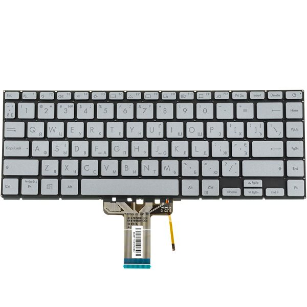 Клавіатура для ноутбука ASUS (X421 series) ukr, gray, без фрейма, підсвічування клавіш (ОРИГИНАЛ)