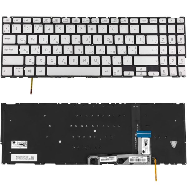 Клавіатура для ноутбука ASUS (UX534 series) ukr, silver, без фрейма, підсвічування клавіш(оригінал)