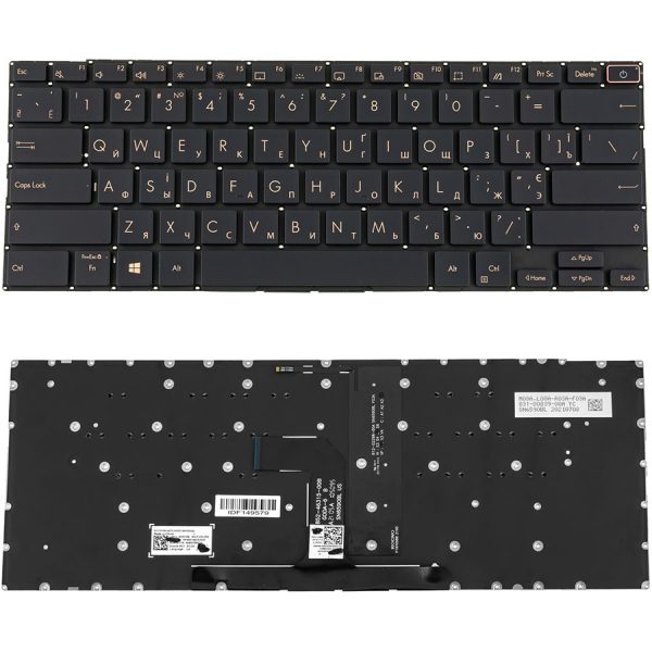 Клавіатура для ноутбука ASUS (UX393 series) ukr, black, без фрейму, підсвічування клавіш (оригінал)
