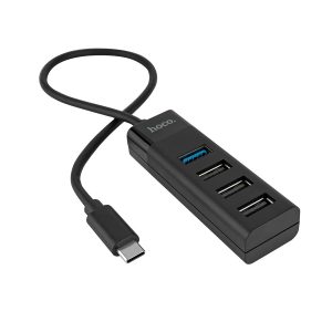 USB HUB Hoco HB25 Easy, Type-C to USB3.0+USB2.0*3, Black (6931474762429)