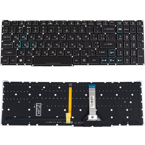 Клавіатура для ноутбука ACER (Nitro: AN517-55) ukr, black, без фрейму, підсвічування клавіш RGB (оригінал)
