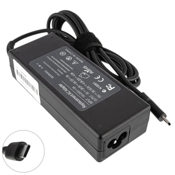 Блок живлення для ноутбука TYPE-C 90W, black, RECTANGULAR