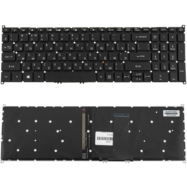 Клавіатура для ноутбука ACER (AS: A317-53) rus, black, без кадру, подсветка клавиш