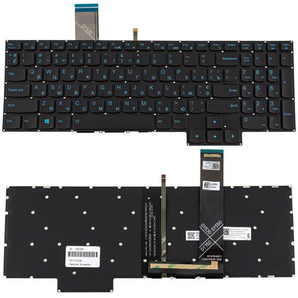 Клавіатура для ноутбука LENOVO (Legion: 5-15 series), ukr, black, без фрейма, підсвічування клавіш(BLUE) (оригінал)