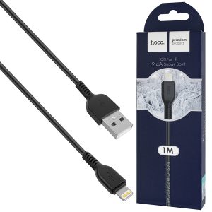 Кабель HOCO X20 USB to iP 2.4A, 1м, PVC, TPE роз'єми, Black