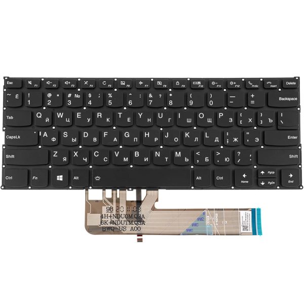 Клавіатура для ноутбука LENOVO (Yoga 530-14ARR, 530-14IK ) rus, black, без фрейма, подсветка клавиш