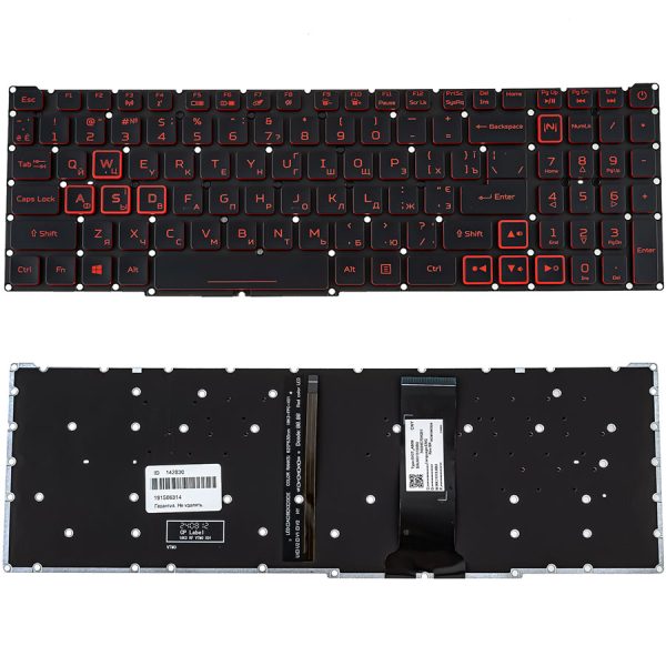 Клавіатура для ноутбука ACER (Nitro: AN515-54) ukr, black, без фрейма, підсвічування клавіш(RED) (оригінал)