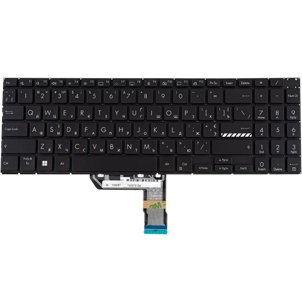 Клавіатура для ноутбука ASUS (M3500 series), ukr, black, без кадру, підсвічування клавіш
