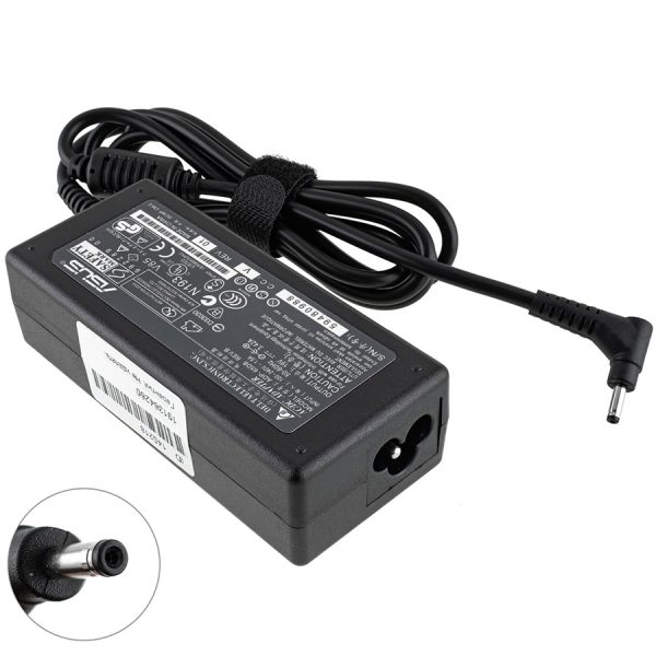 Блок живлення для ноутбука ASUS 19V, 3.42A, 65W, 3.0*1.0мм, L-подібний, black, RECTANGULAR
