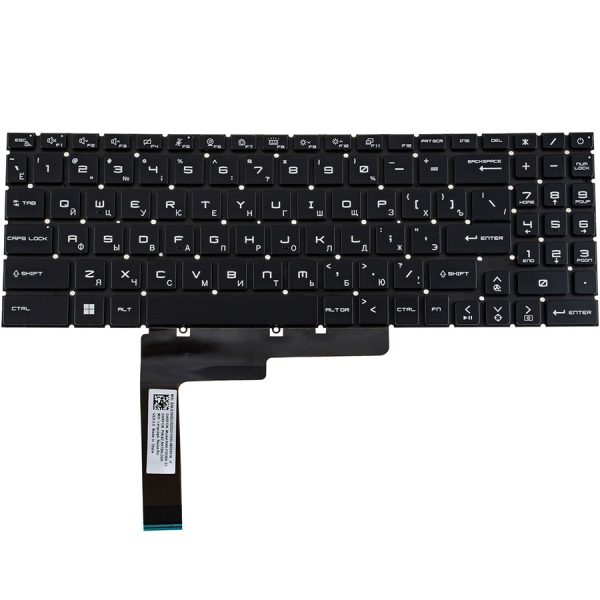 Клавіатура для ноутбука MSI (GF66, GF76) rus, black, без кадру, підсвічування клавіш (RGB Per-key) (ОРИГІНАЛ)